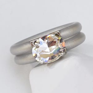 Oval Stone Ring, Silicone Ring Band, Rubber Ring Band, Engagement, Double Silicone Rings Women, Clear Crystal Stone Ring For Women