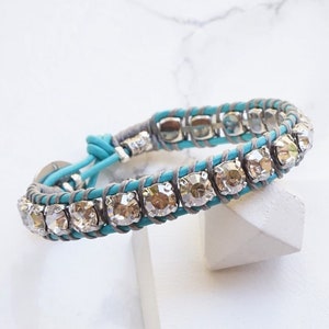 Leather Bracelet For Women, Leather And Turquoise, Bracelet With Stones, Turquoise Jewelry, Bohemian Bracelet, Couple Gift, Best Friend Gift