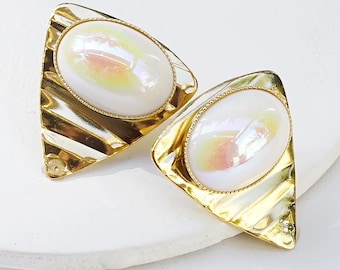 Chunky Earrings For Women, Gold Earrings, Chunky Earrings, Unique Drop Earrings, Big Statement Earrings, Modern, Gold Geometric Earrings