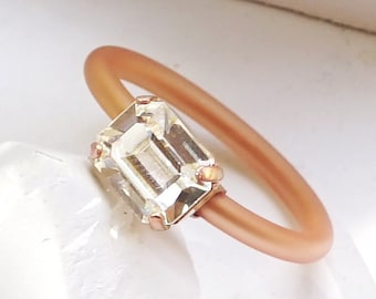 Clear Ring, Silicone Ring Women, Rubber Ring, Wide Ring, Wedding Ring, Emerald Cut Rings, Silicon Rings, Cocktail Ring For Women