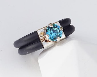 Blue Stone Ring, Silicone Ring Band, Rubber Band, Silicone Engagement Rings, Silicone Ring Women, 6mm Crystal Ring For Women