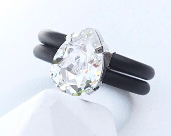 Silicone Wedding Ring, Silicone Ring Band, Rubber Ring Band, Wide Ring, Engagement Rings, Silicone Ring Women, Clear Crystal Ring For Women