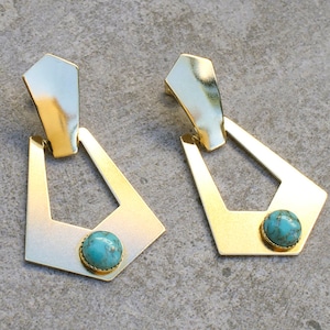Geometric Earring, Gold Earrings For Women, Gold Chunky Earrings, Modern Jewelry, Modernist Earrings, Gold Modern Earrings