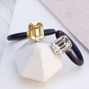 Silicone Ring, Rubber Ring, Fancy Silicone Ring, Silicone With Stone, Engagement Ring, Emerald Cut Ring, Wedding Silicone Rings For Women