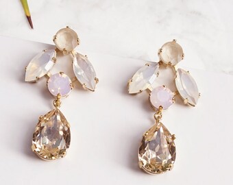 Earrings Wedding, Opal Bridal Earrings, Crystal Earrings For Women, Rose Gold Earrings Jewelry,Wedding Earrings For Bride