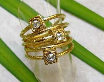 Gold Rings With Stones, Gold Layered Rings, Stacking Rings Set For Women, Crystal Rings, Boho Rings, Girlfriend Gift,Girlfriend Jewelry
