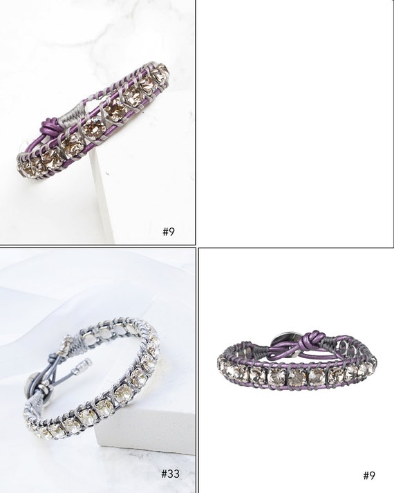 Crystal Bracelets for Women Chunky Bracelets Leather Bracelets