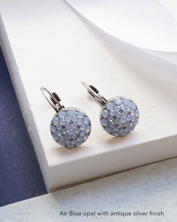 Blue Earrings For Women Small Stones Blue Earrings For Bride | Etsy