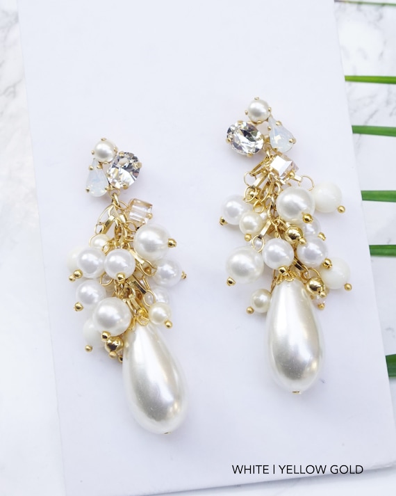 Boucles D'Oreilles Lustre - Blanc Et Or - Neuf Avec Étiquettes