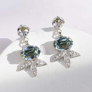 Dusty Blue Earrings For Women, Bridal Earrings, Wedding Earrings, Bridal Earrings, Bridal Jewelry, Blue Stone Earrings