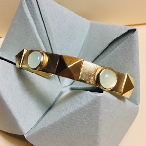 Gold Spike Cuff Bracelet, Turquoise Bangle Bracelet, Aqua Chalcedony Jewelry, Gold Open Cuff Thin Gold Bangle, Women Gift, Bracelet For Her