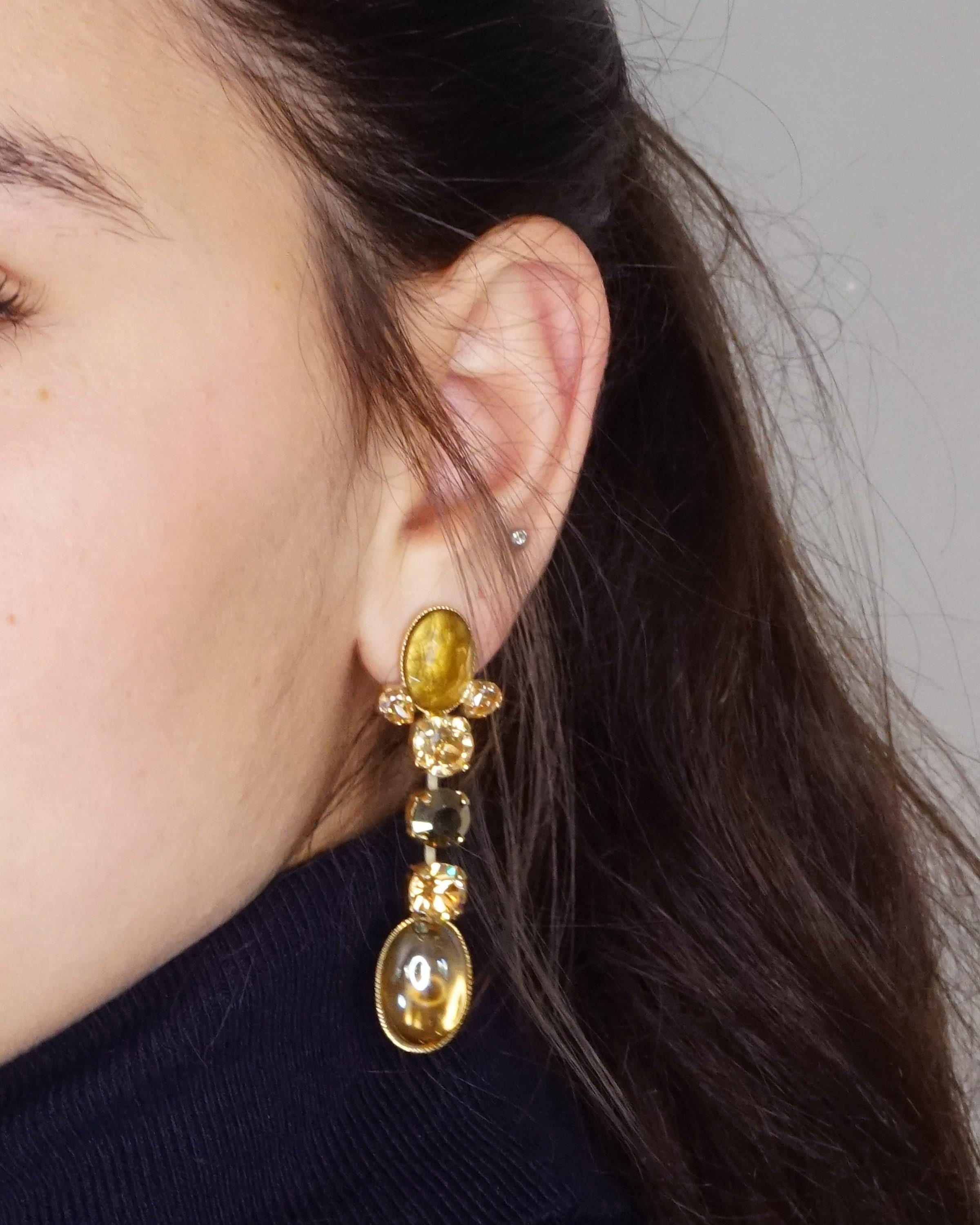 Gold Swarovski Earrings Long Wedding Earrings Chandelier - Etsy