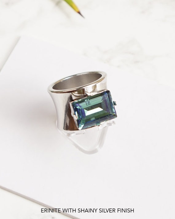 Colorful Zircon Inlaid 925 Sterling Silver Cocktail Ring For Women - Cocktail  Rings