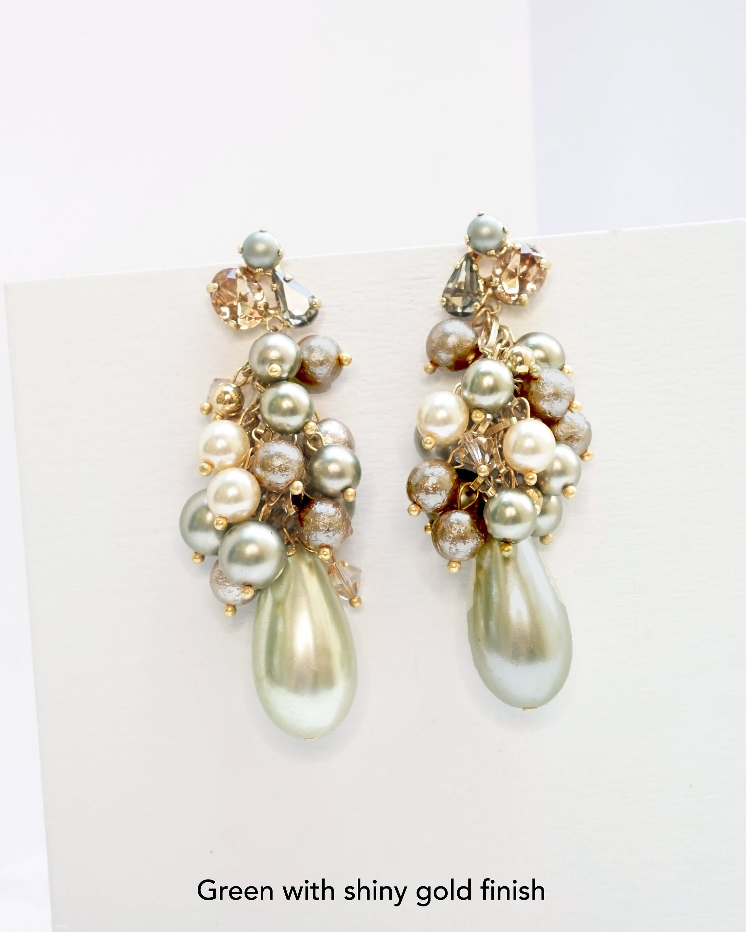Pink Pearl Earring, Long Pearl Earrings for Women, Bridal