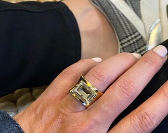 Anillos gruesos para mujer, anillo de corte esmeralda, anillos de