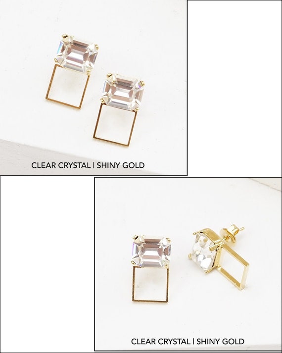 WATEFOER Orecchini Rettangolari Oro Per Donna - Orecchini A Perno Geometrici Minimalisti, Spessi E Delicati, In Acciaio Inox Ipoallergenico, Gioielli Moda