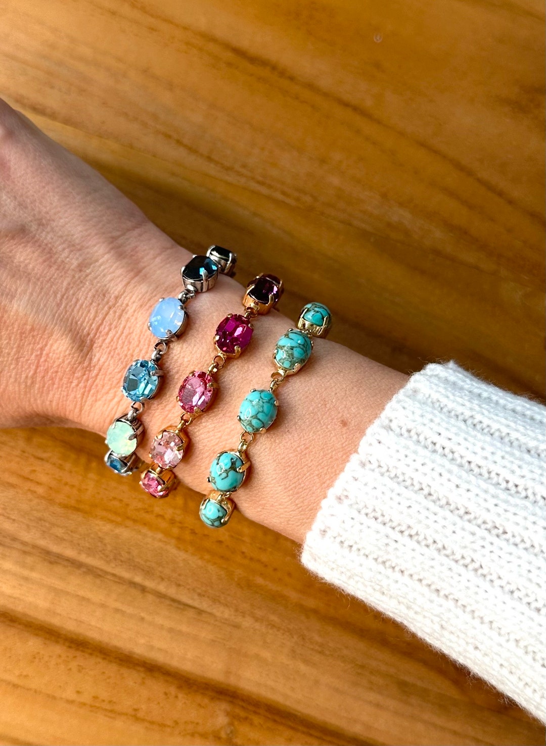 Fashion Ladies Bracelet Bright and Brushed Oval 7