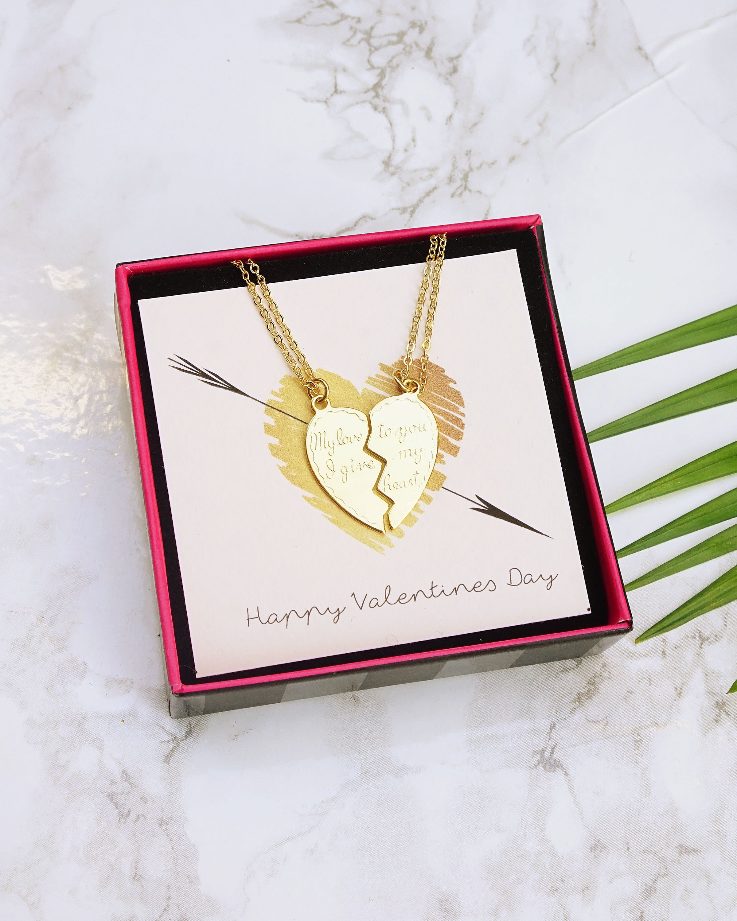 Boyfriend girlfriend necklaces half hearts outlet