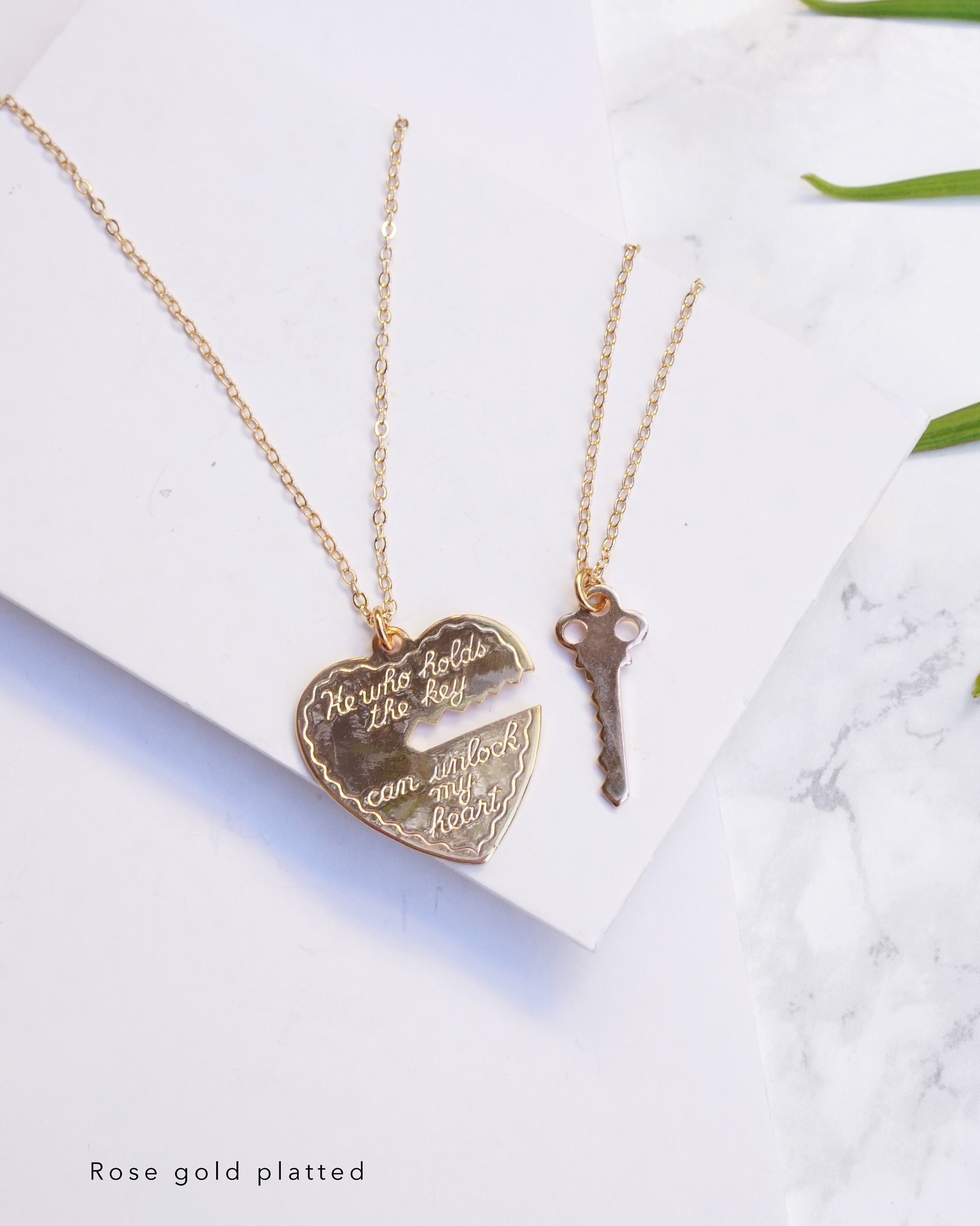 CHOORO Couple Love Shape Lock Key Pendant Necklace You are The Best Match  to Open My Hear Gift for Boyfriend/Girlfriend