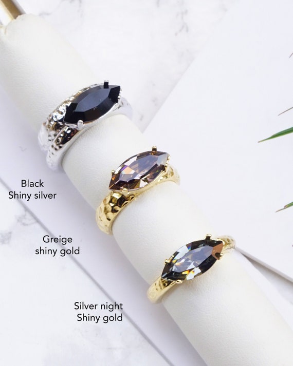 Delicate Silver Color Ring Women | Silver Rings Women Black Stone - Silver  Color - Aliexpress