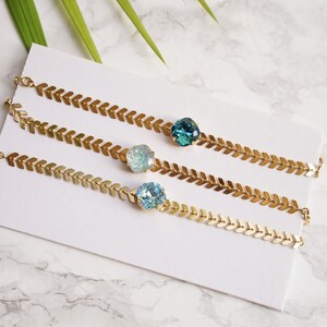Pulseras color turquesa para mujer, delicadas pulseras doradas, regalo para novia, pulsera azul turquesa, delicada pulsera dorada, regalo para damas de honor imagen 3