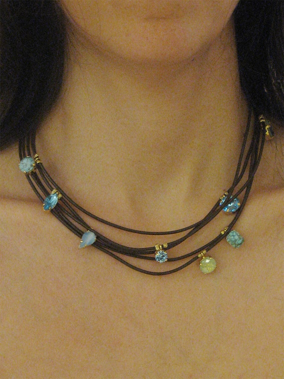 Particolarissima collana di pasta di turchese e onice nero - COLLANA LUNGA - COLLANA DA UOMO - Gioielli Santori - Creazioni d'Eccezione