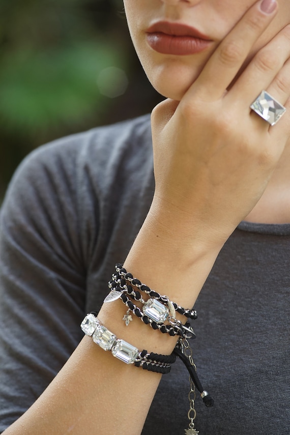 Suede Bracelets Leather Wrap Bracelet for Women Black Bracelet
