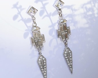 Crystal Earrings For Women, Modern Silver Earrings, Clear Stone Earrings, Womens Gold Earrings, Modern Wedding Earrings