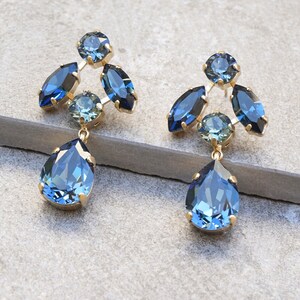 Blue Stone Earrings, Blue Crystal Earrings, Blue Topaz Earrings For Women, Blue Bridal Earrings, Bride, Bridal Earrings,Wedding Earrings