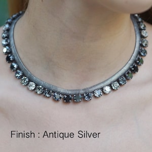 Black Wedding Necklace, Black Choker, Chunky Jewelry, Black Crystal Necklace, Black Stone Choker,Crystal Necklace For Women