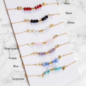 Gemstone Bracelet For Women, Birthstone Bracelet, Plated Gold Bracelet, Girlfriend Jewelry, Delicate Gemstone Bar Bracelet For Women