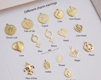 Coin Earrings, Gold Coin Earrings, Medallion Earring, Coin Pendant Earrings, Disc Earring, Charm Earrings, Portrait Earrings,Coin Jewelry