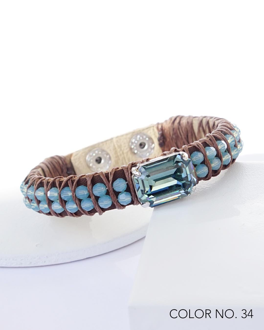 leather Crystal Wrap Silver Fashion Bracelets