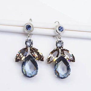 Blue Stone Earrings, Crystal Dangle Earrings, Bridesmaid Earrings Gift, Blue Stone Bridal Earrings, Blue Chandelier Earrings For Women