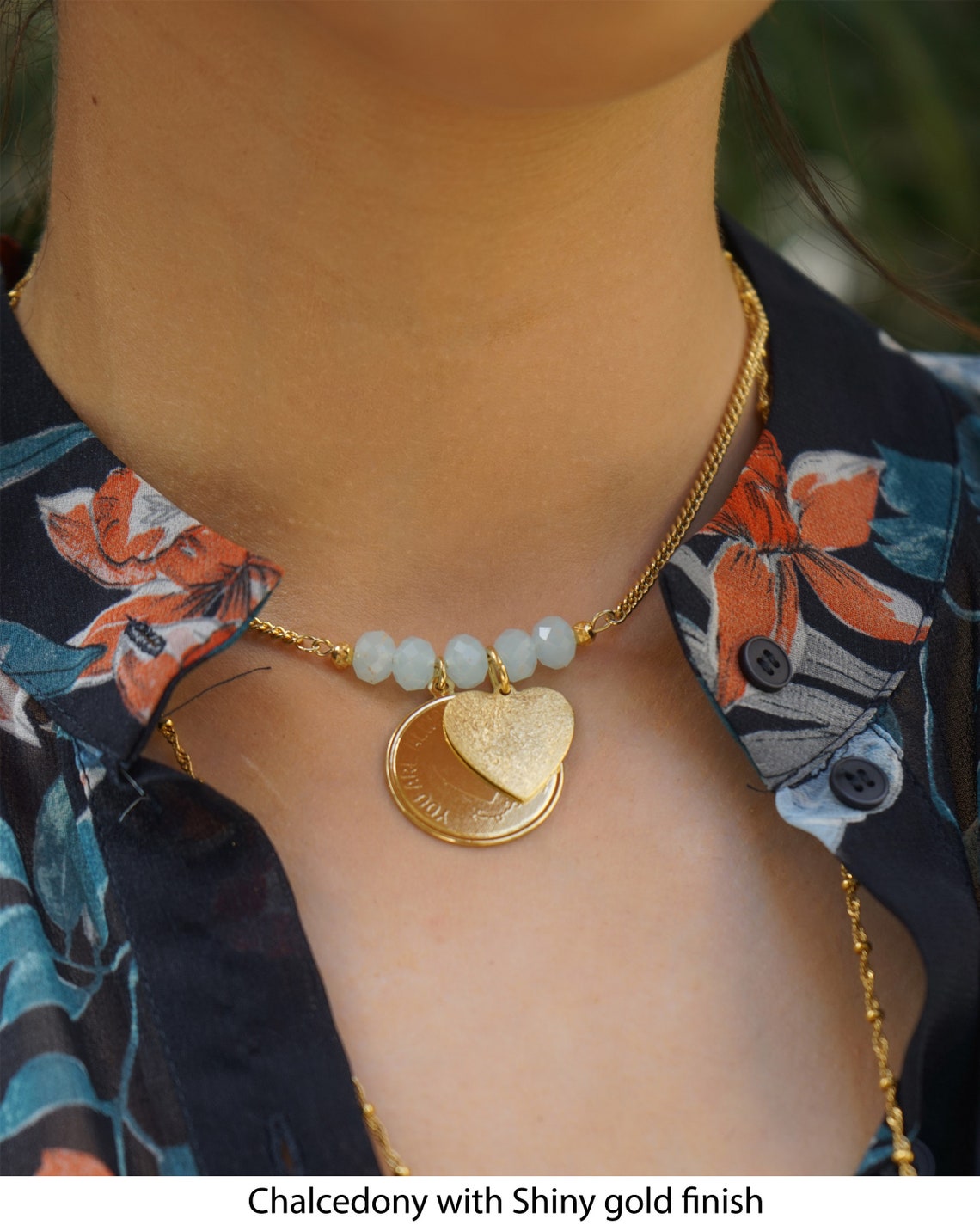 Gold Coin Charm Necklace