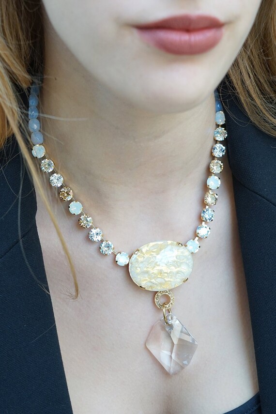 Rhinestone Choker-White Crystal Choker Necklace for Women