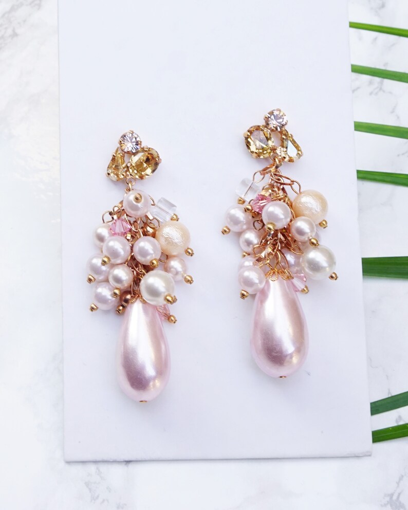 Pearl Wedding Earrings Big Earrings Unique Bridal Earrings Etsy