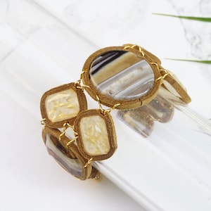 Lederarmband für Frauen, Edelsteinarmband, breites Lederarmband, handgemachtes Armband,Boho Manschettenarmband für Frauen