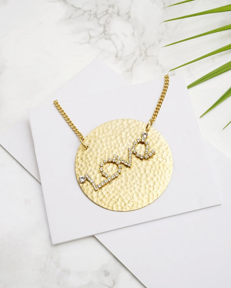 Love Necklace Love Pendant Quote Necklace Coin Charm for Etsy