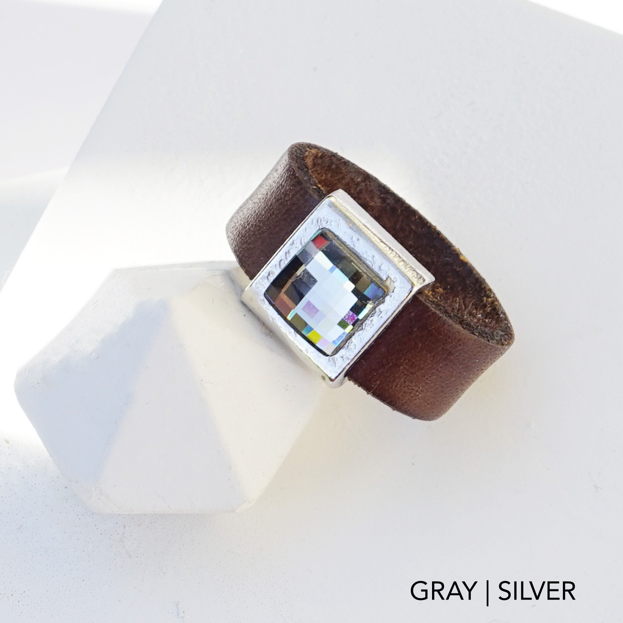 Leather Rings, With Stone, Leather Ring Band, Turquoise Ring