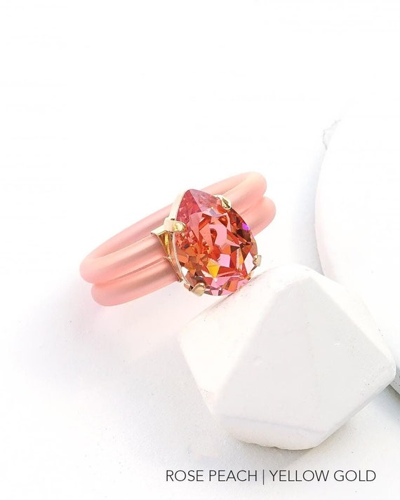 Pear Shape Ring, Silicone Wedding Ring, Silicone Ring Band, Rubber Ring Band, Engagement Rings, Silicone Ring Women, Crystal Ring For Women