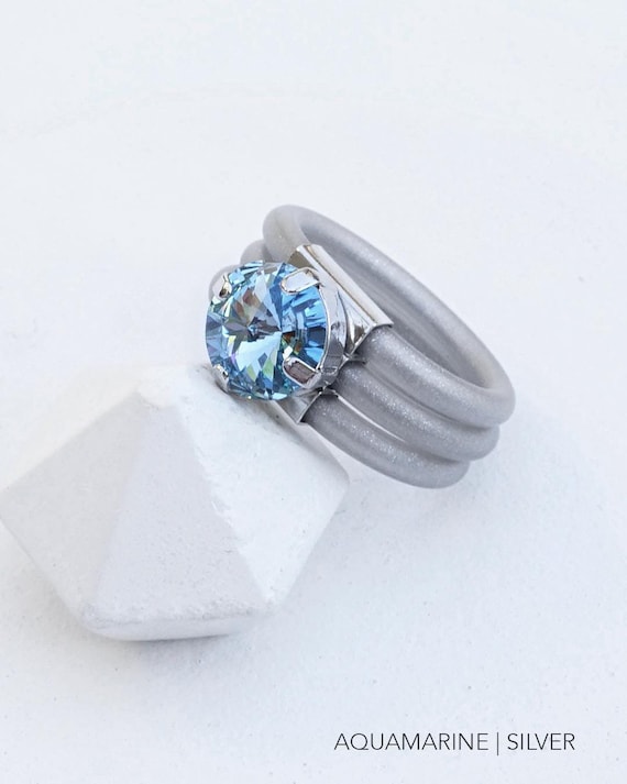 Bagues silicone femme, Élastique gris, anneau large, anneau en