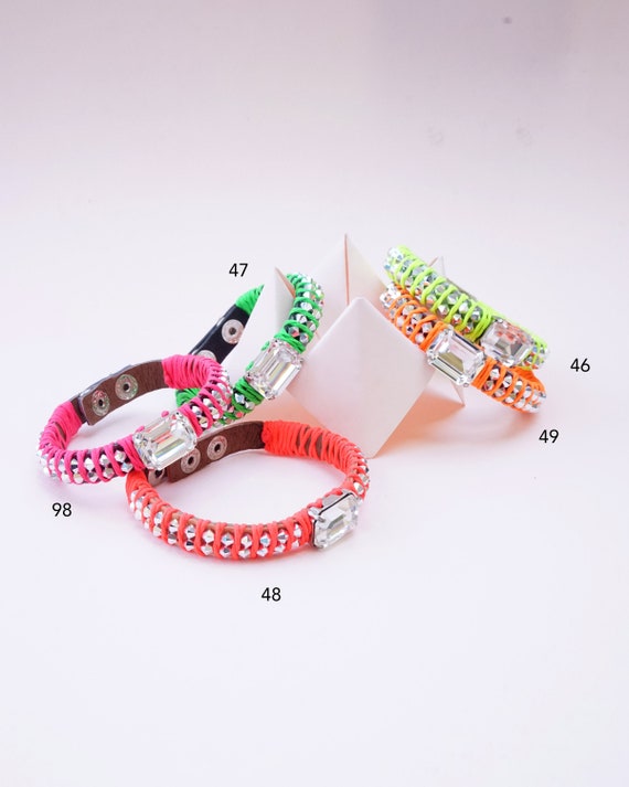 Summer Leather Bracelets For Women Colorful Bracelet Neon | Etsy
