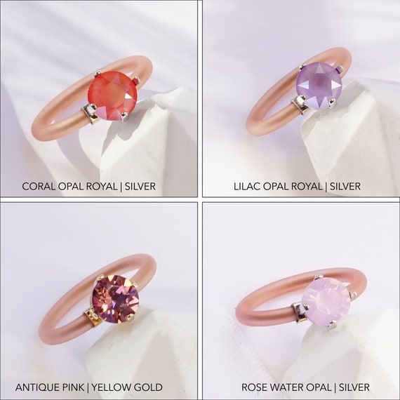 Pink Stone Silicone Rings Silicone Stone Ring silicone Ring for