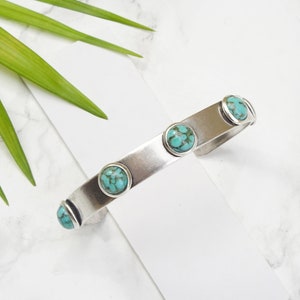 Turquoise Cuff Bracelet For Women, Silver Open Cuff, Gold Stacking Bangle, Thin Silver Bangle, Blue Stone Cuff, Open Cuff Bracelet For Women