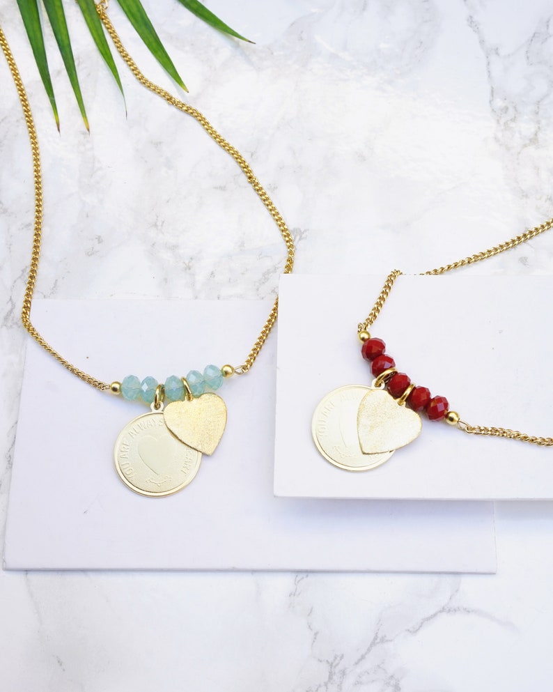 Gold Coin Necklace Coin Pendant Necklace Coin Charm Etsy