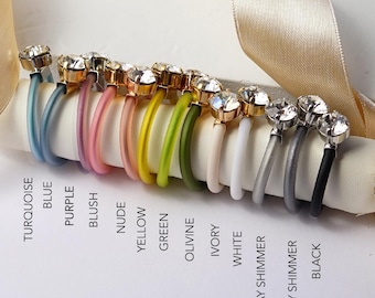 Anéis de silicone femininos, anel de silicone personalizado, anéis de borracha, anel fino, aliança de casamento, anel com pedra redonda transparente, anéis de silicone femininos