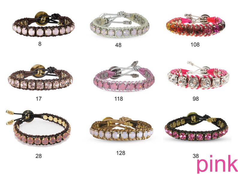 Boho Leather Wrap Bracelet Swarovski Crystal Bracelet Etsy