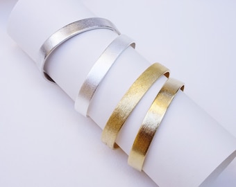 Brazalete liso, brazalete dorado, brazalete de latón, brazalete abierto, brazalete fino dorado, brazalete plateado para mujer, brazalete plano para mujer
