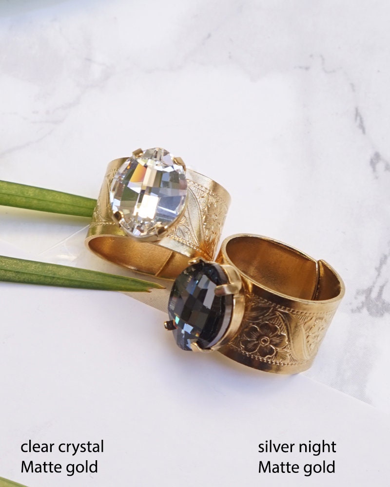 18k White Gold Plated Big Ring made w Swarovski Crystal Pave Gorgeous Bold  Ring | eBay